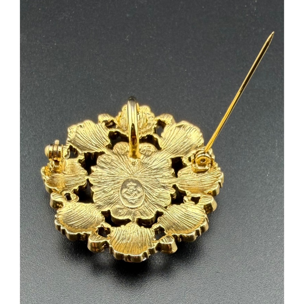 Premier Designs Treasure Brooch Pendant Multi Color Rhinestone Gold Tone Ornate - Picture 6 of 8